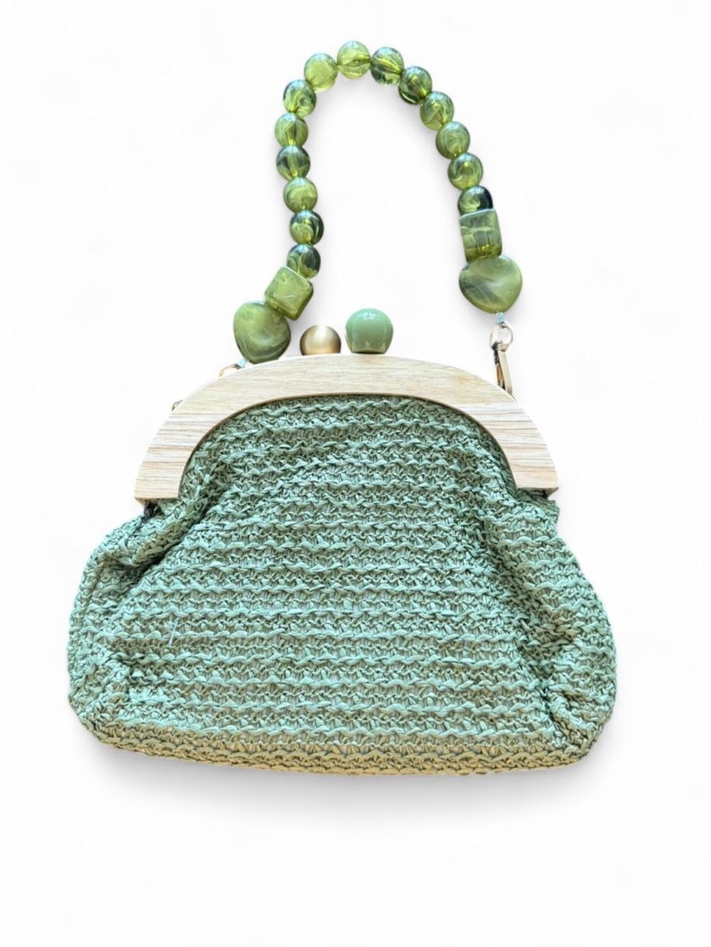 Green Beaded-Handle Women’s Bag